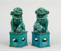 Appraisal: A Pair of Chinese Glazed Foo Dogs ca Late th