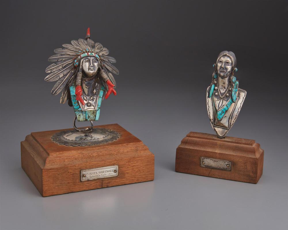 Appraisal: Carlos White Eagle b Mescalero Apache Din Two works Sioux