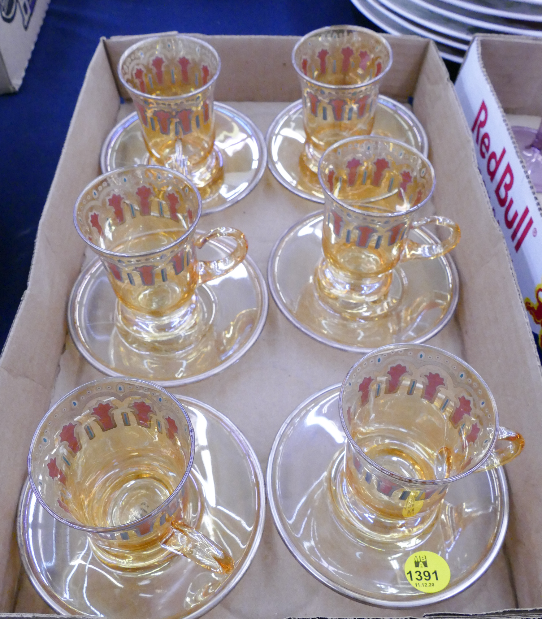 Appraisal: Set Italian Glass Iridescent Demicupe Saucers