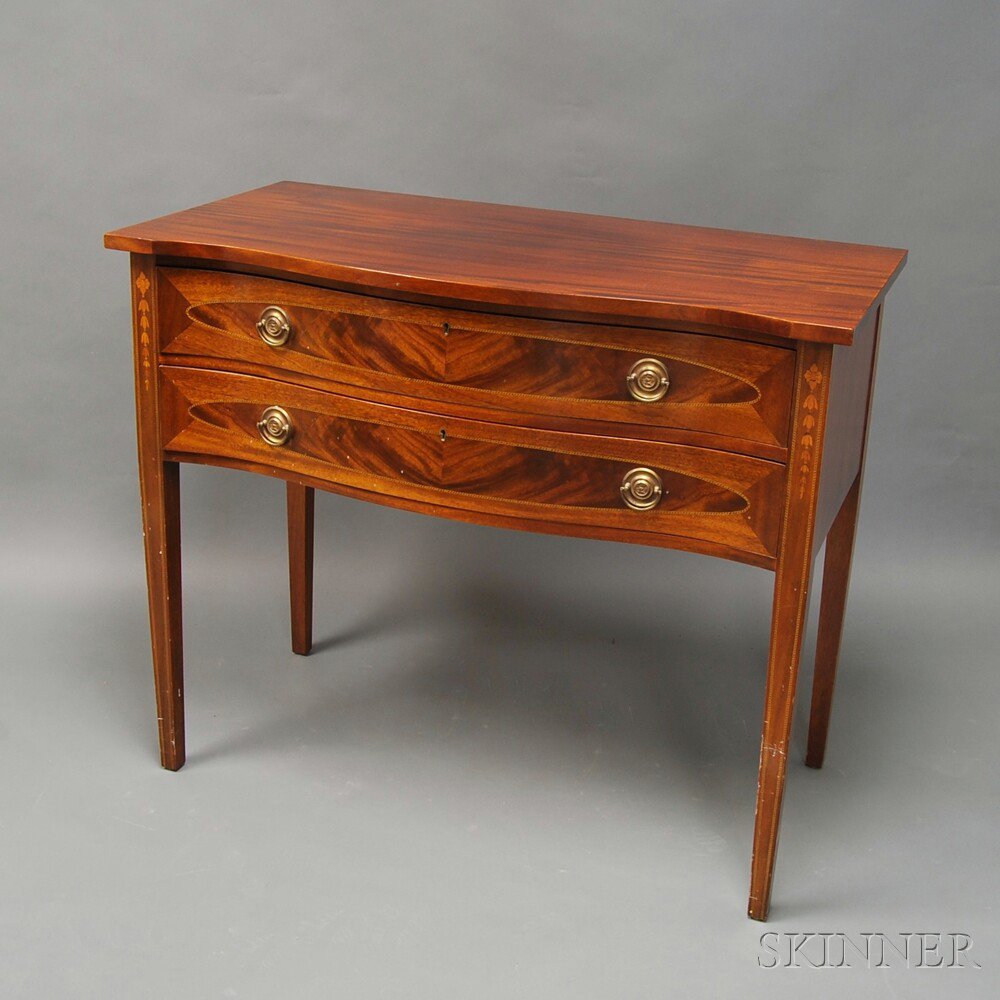 Appraisal: Federal-style Inlaid Mahogany Server the serpentine top and conforming case