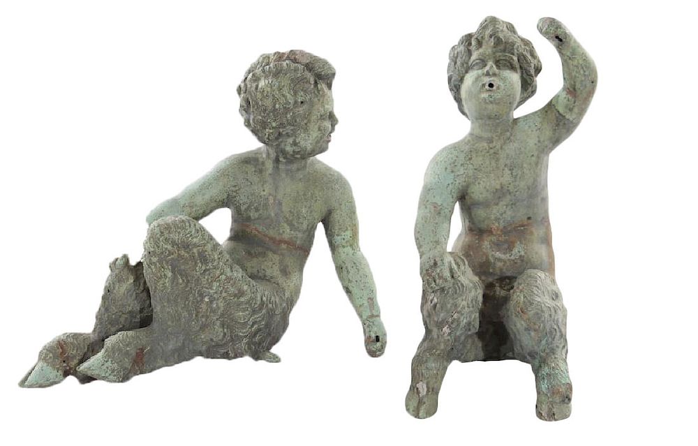 Appraisal: Pair of th th Century Bronze Fountain Figures Pair of