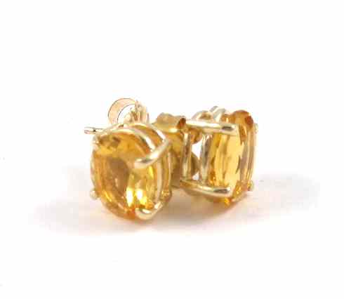 Appraisal: PAIR OF CITRINE AND YELLOW GOLD EAR STUDS each k