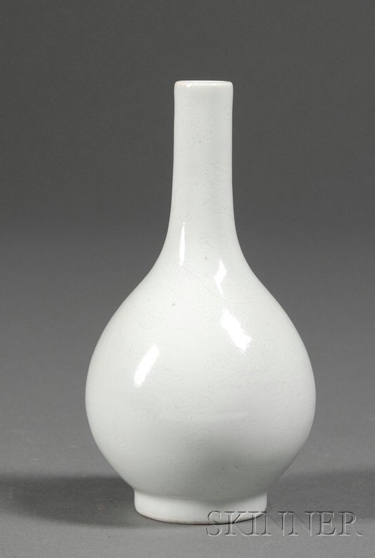 Appraisal: Porcelain Vase China th century bottle form moon white glaze