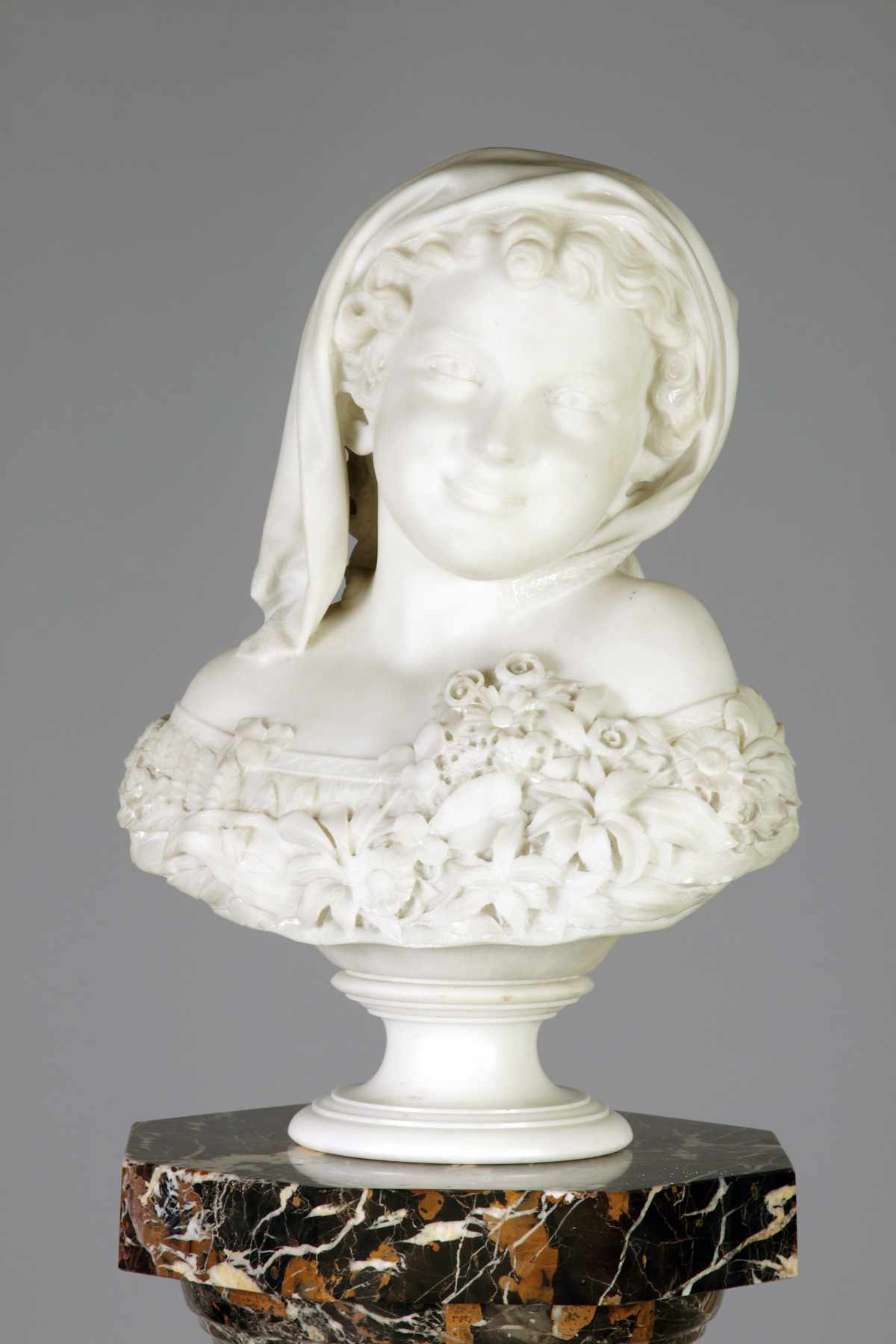 Appraisal: Thomas Ball American - Carved Marble Bust of Young Girl