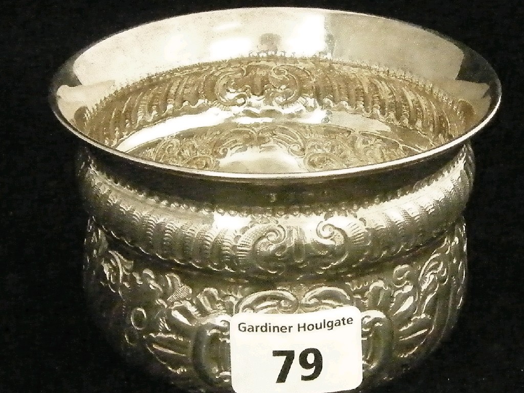 Appraisal: Edwardian ovoid bowl the plain rim over an engraved and