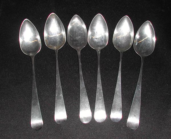 Appraisal: Set of Six George IV English Provincial Sterling Silver Teaspoons