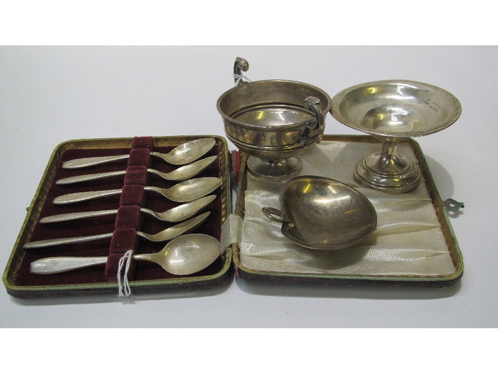 Appraisal: Lot comprising cased set of six silver spoons two silver