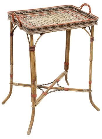 Appraisal: Painted bamboo and rattan service stand early th c in