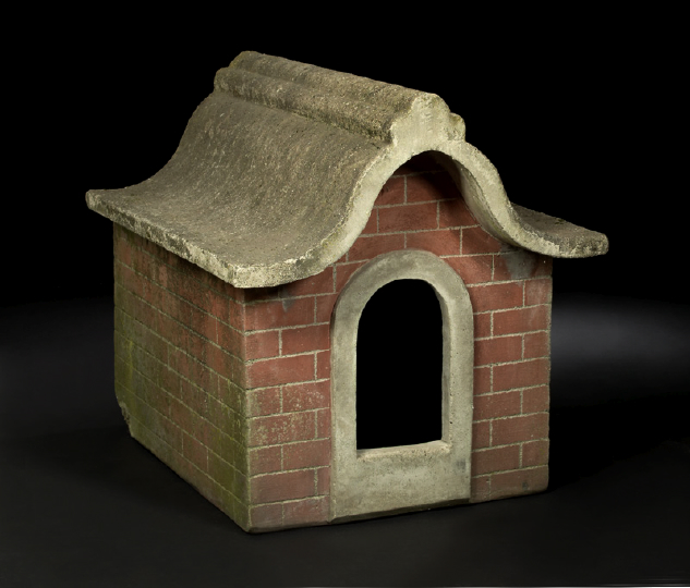 Appraisal: Whimsical Concrete and Masonry Dog House the downswept gabled roof