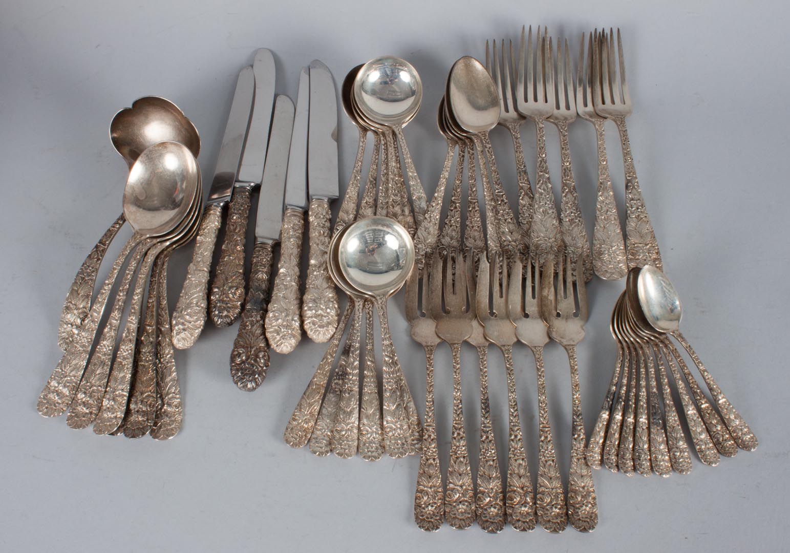 Appraisal: Schofield sterling repousse partial flatware set comprising pieces including forks