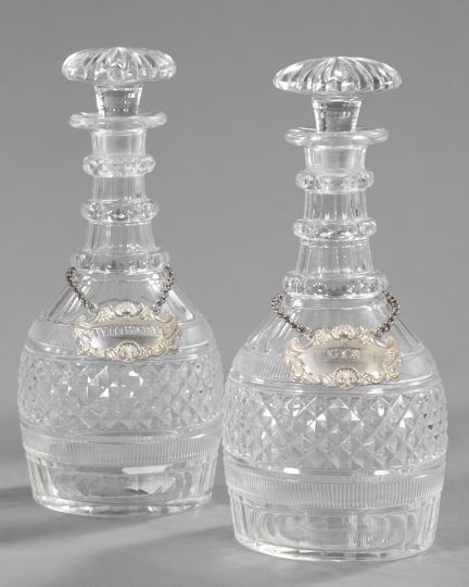 Appraisal: Good Pair of Anglo-Irish Cut Glass Decanters first quarter th