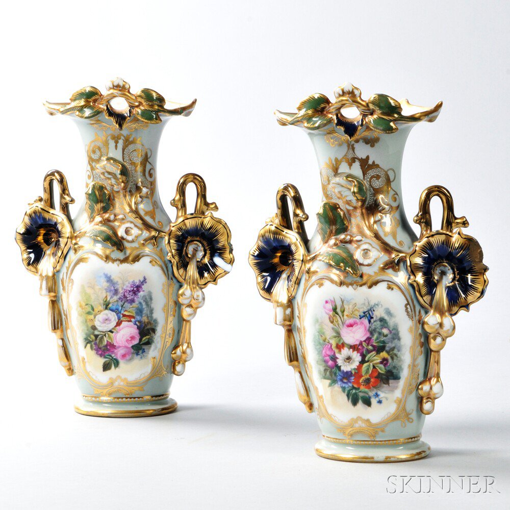 Appraisal: Pair of Limoges Porcelain Vases France mid- th century each