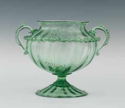 Appraisal: A Green Venetian Glass Vase Apprx H x D with