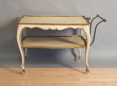 Appraisal: French wheeled tea cart h w