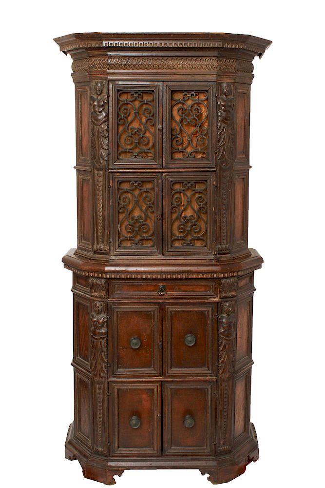 Appraisal: th th C Italian Carved Beechwood Cabinet th th century