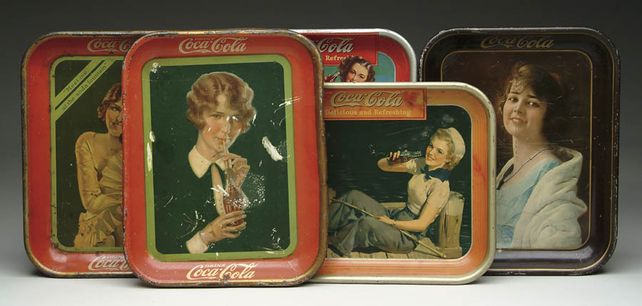 Appraisal: LOT OF FIVE COCA-COLA SERVING TRAYS Includes trays for the