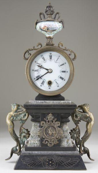 Appraisal: French Style Brass and Enamel Mounted Mantel Clock having brass