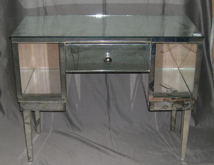 Appraisal: Continental Art Deco-Style Mirrored Dressing Table mid- th century the