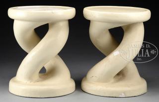 Appraisal: PAIR OF MICHAEL TAYLOR DESIGN MOLDED PLASTER SIDE TABLES late