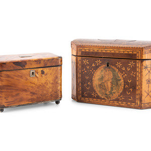 Appraisal: Two English Tea Caddies th Century including a fine inlaid