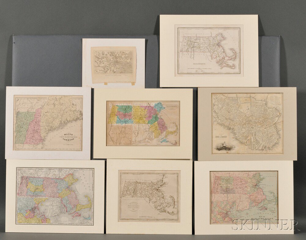 Appraisal: Massachusetts Boston New England Eight Maps th Century Each matted