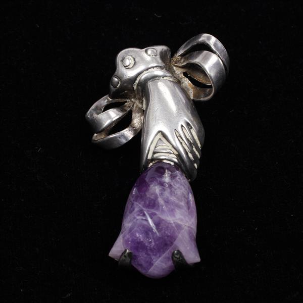 Appraisal: William Spratling Taxco Mexico Modernist Sterling Silver Amethyst Pin Brooch