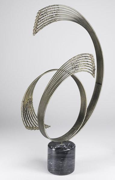 Appraisal: CURTIS JERE Table top sculpture with shaped metal rods on