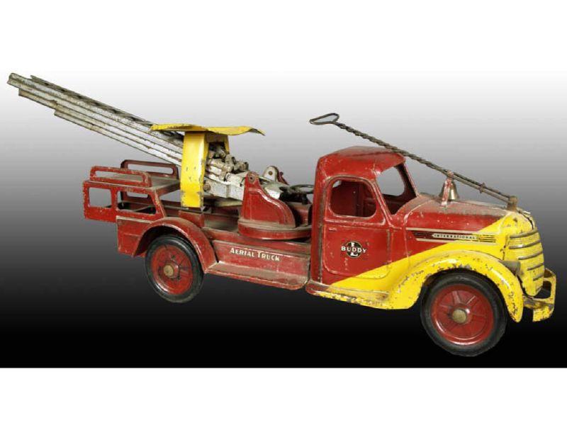 Appraisal: Pressed Steel Buddy L Sit-N-Ride Aerial Ladder Tru Description ''