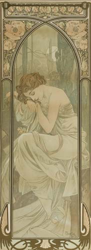 Appraisal: ALPHONSE MUCHA REPOS DE LA NUIT x inches x cm