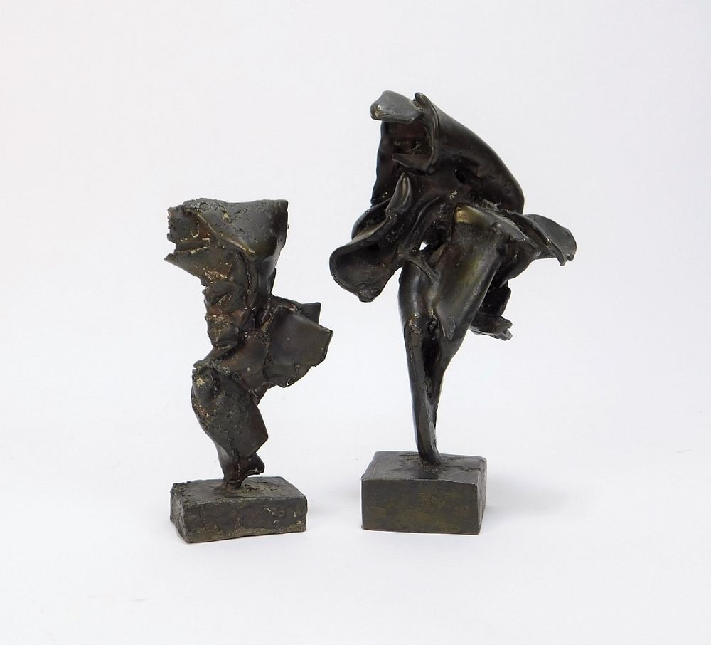 Appraisal: American Brutalist Bronze Sculptures United States th Century Includes two