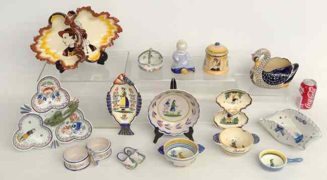 Appraisal: Assorted lot of Quimper bowls condiment servers etc By HB