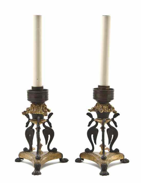 Appraisal: A Pair of Regency Style Patinated and Parcel Gilt Bronze