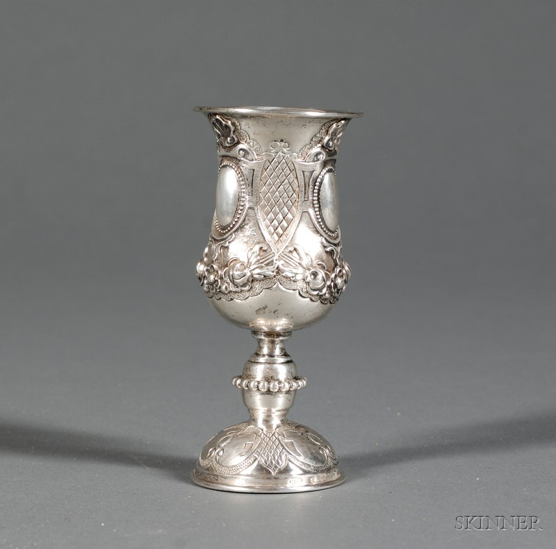 Appraisal: German Baroque-style Silver Kiddush Cup Portugal th century marked fine