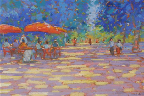 Appraisal: John Holt pastel out door cafe scene signed h w