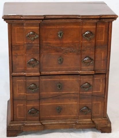 Appraisal: TH C FRENCH DRAWER CHEST FIGURED WALNUT WITHSATIN WOOD INLAY