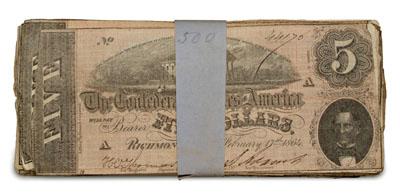 Appraisal: Bank pack Confederate notes Type series of February bound with