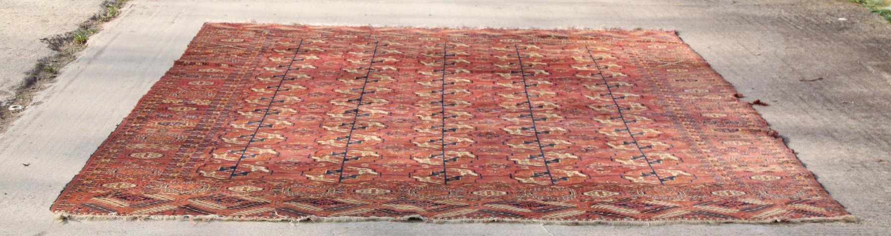 Appraisal: A Tekke carpet of five rows of twelve elephant foot