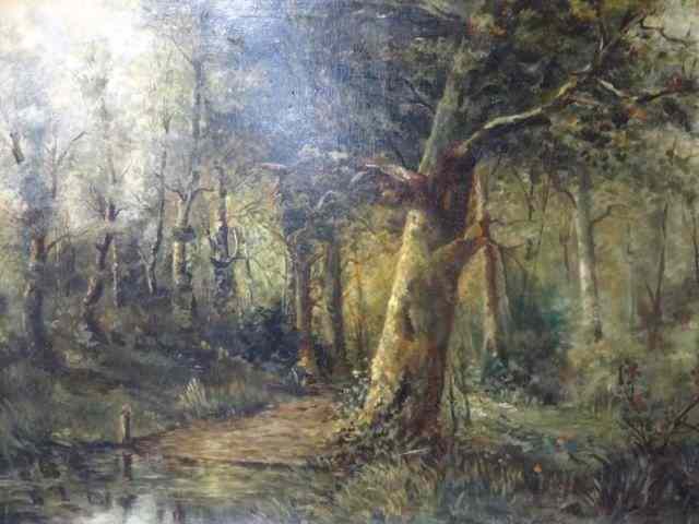 Appraisal: Unsigned Oil On Canvas Forest Landscape A nice quality and