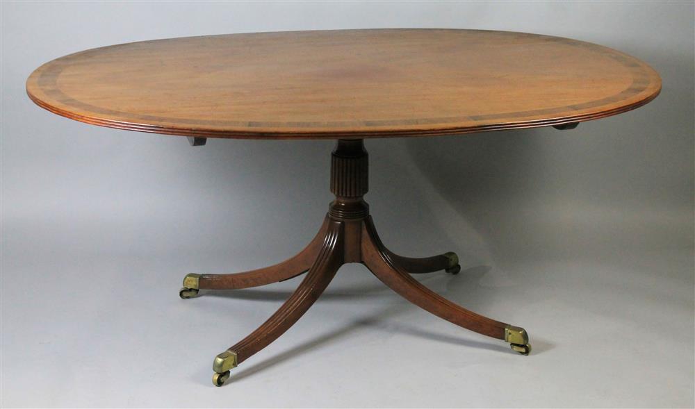 Appraisal: GEORGE III INLAID MAHOGANY BREAKFAST TABLE ca the oval tilting