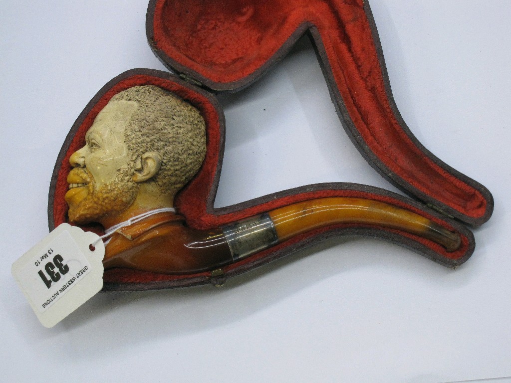 Appraisal: Meerschaum pipe with silver mount in case