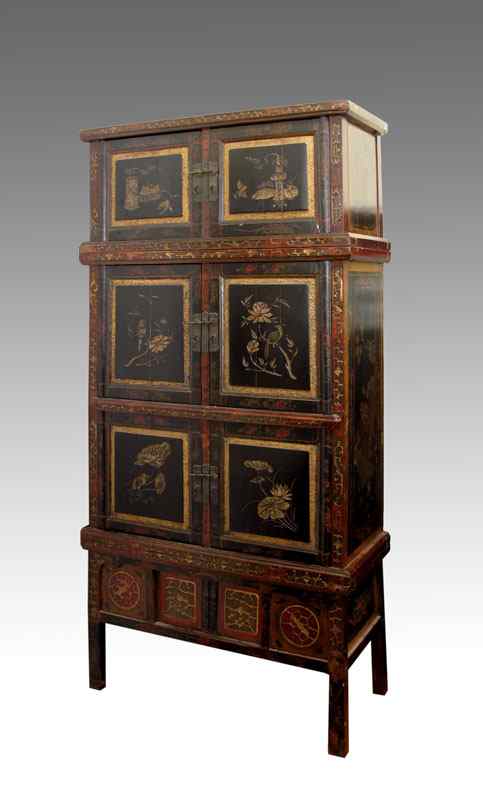 Appraisal: FT TALL CARVED AND PAINTED CHINESE WEDDING CABINET Upper section