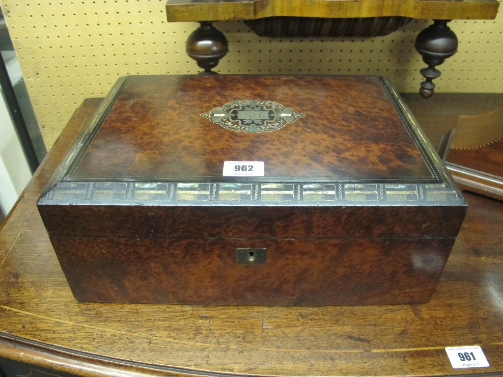 Appraisal: Victorian walnut inlaid lap desk