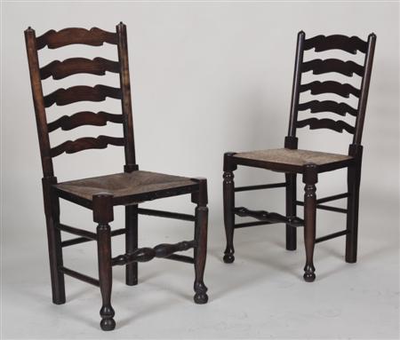 Appraisal: A set of nine early th century Lancashire chairs each