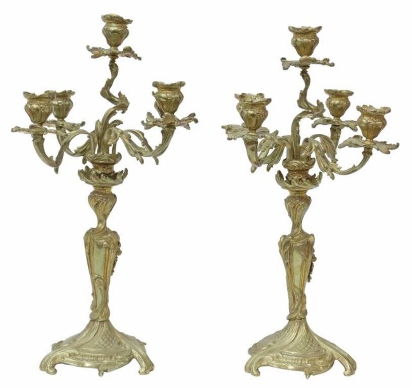 Appraisal: pair French Louis XV style bronze candelabra th th c