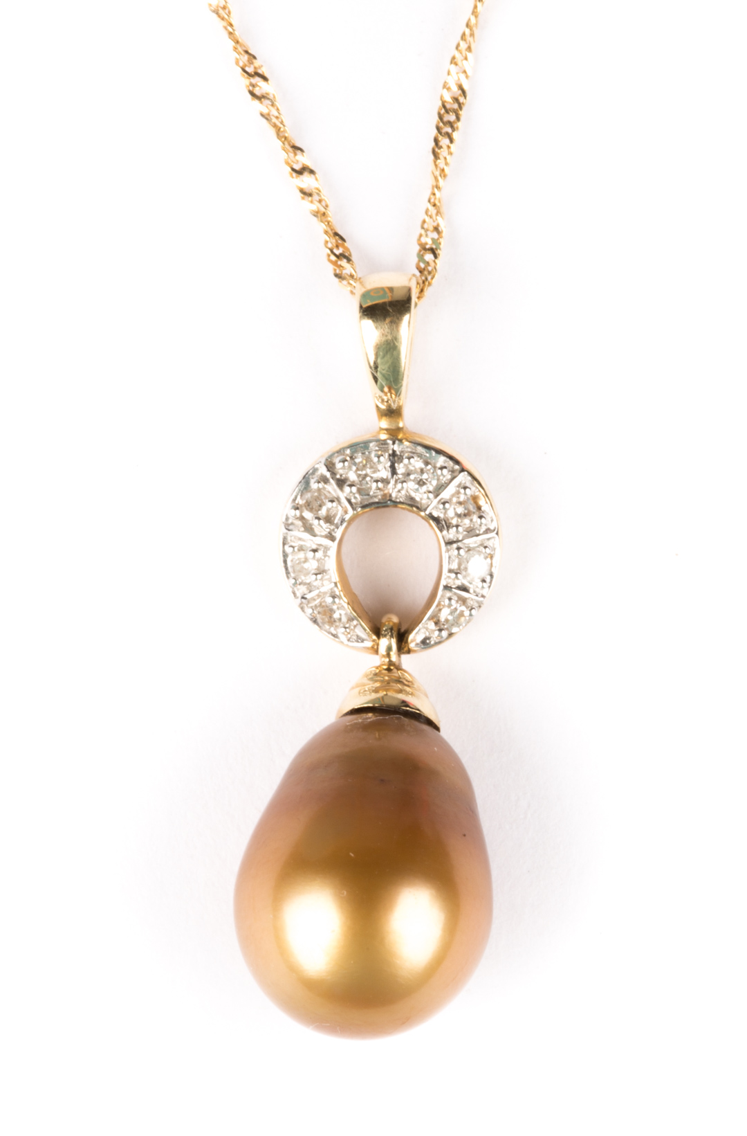 Appraisal: A Gold Baroque Pearl Necklace suspending a single gold baroque