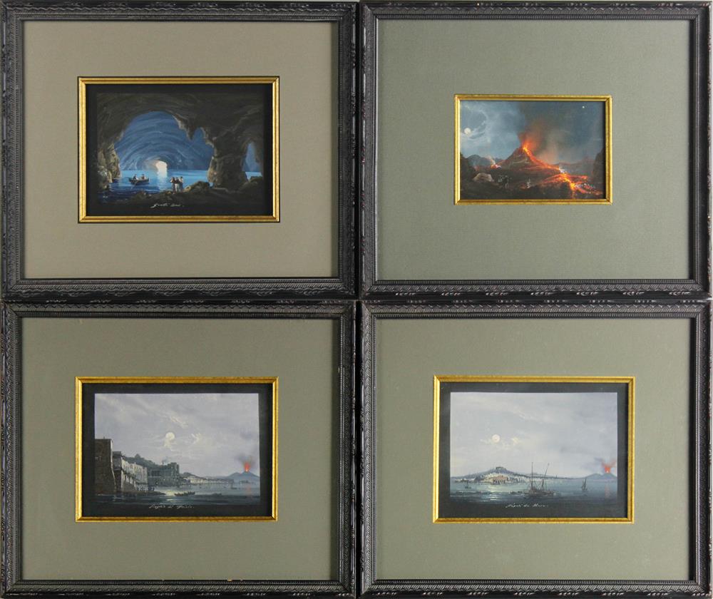 Appraisal: ITALIAN SCHOOL TH TH CENTURY FOUR VIEWS OF NAPLES Gouache