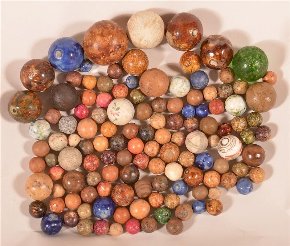 Appraisal: Lot of th C Glazed and Unglazed Pottery Marbles Lot