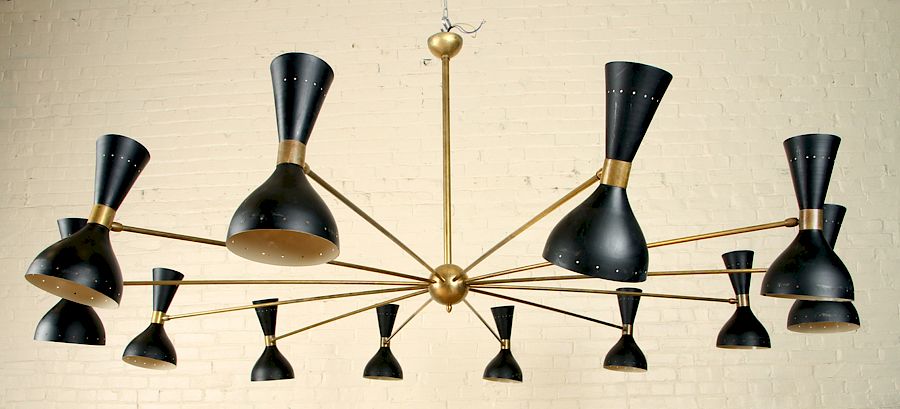 Appraisal: LARGE ARM CHANDELIER IN MANNER OF STILNOVO A large Italian