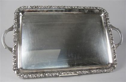 Appraisal: Mexican silver plate serving trayThe rectangular tray with opposing open