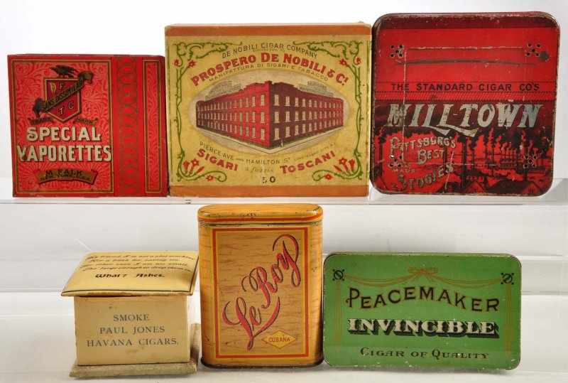 Appraisal: Lot of Cigar Tins and Boxes Description Lot includes Special